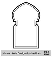 Islamic Arch Design double lines Outline Linear Black Stroke silhouettes Design pictogram symbol visual illustration vector