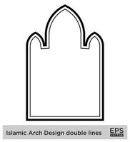 Islamic Arch Design double lines Outline Linear Black Stroke silhouettes Design pictogram symbol visual illustration vector