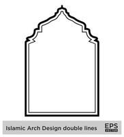 Islamic Arch Design double lines Outline Linear Black Stroke silhouettes Design pictogram symbol visual illustration vector