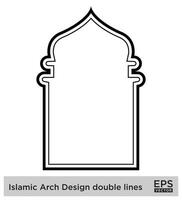 islámico arco diseño doble líneas contorno lineal negro carrera siluetas diseño pictograma símbolo visual ilustración vector