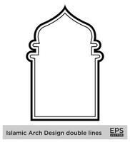 Islamic Arch Design double lines Outline Linear Black Stroke silhouettes Design pictogram symbol visual illustration vector