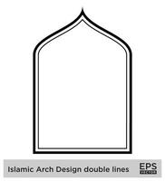 Islamic Arch Design double lines Outline Linear Black Stroke silhouettes Design pictogram symbol visual illustration vector