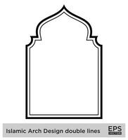 Islamic Arch Design double lines Outline Linear Black Stroke silhouettes Design pictogram symbol visual illustration vector