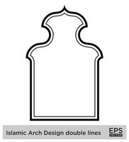 Islamic Arch Design double lines Outline Linear Black Stroke silhouettes Design pictogram symbol visual illustration vector