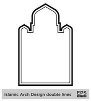 Islamic Arch Design double lines Outline Linear Black Stroke silhouettes Design pictogram symbol visual illustration vector