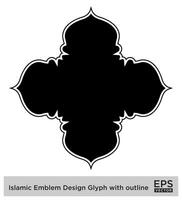 Islamic Amblem Design Glyph with outline Black Filled silhouettes Design pictogram symbol visual illustration vector