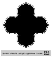 Islamic Amblem Design Glyph with outline Black Filled silhouettes Design pictogram symbol visual illustration vector