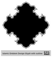 Islamic Amblem Design Glyph with outline Black Filled silhouettes Design pictogram symbol visual illustration vector