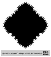 Islamic Amblem Design Glyph with outline Black Filled silhouettes Design pictogram symbol visual illustration vector