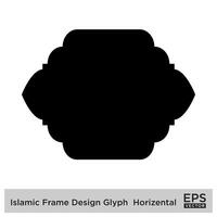 Islamic Frame Design Glyph  Horizental Black Filled silhouettes Design pictogram symbol visual illustration vector