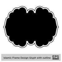 Islamic Frame Design Glyph with outline Black Filled silhouettes Design pictogram symbol visual illustration vector