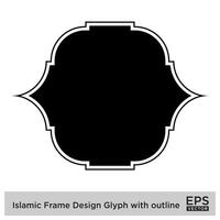 Islamic Frame Design Glyph with outline Black Filled silhouettes Design pictogram symbol visual illustration vector