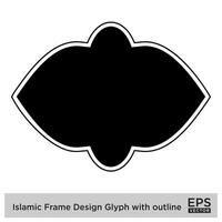 Islamic Frame Design Glyph with outline Black Filled silhouettes Design pictogram symbol visual illustration vector