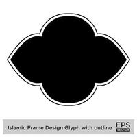 Islamic Frame Design Glyph with outline Black Filled silhouettes Design pictogram symbol visual illustration vector