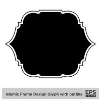 Islamic Frame Design Glyph with outline Black Filled silhouettes Design pictogram symbol visual illustration vector