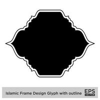 Islamic Frame Design Glyph with outline Black Filled silhouettes Design pictogram symbol visual illustration vector