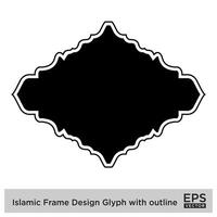 Islamic Frame Design Glyph with outline Black Filled silhouettes Design pictogram symbol visual illustration vector