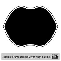 Islamic Frame Design Glyph with outline Black Filled silhouettes Design pictogram symbol visual illustration vector