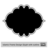 Islamic Frame Design Glyph with outline Black Filled silhouettes Design pictogram symbol visual illustration vector