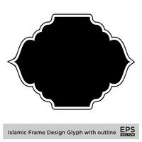 Islamic Frame Design Glyph with outline Black Filled silhouettes Design pictogram symbol visual illustration vector