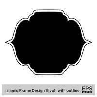 Islamic Frame Design Glyph with outline Black Filled silhouettes Design pictogram symbol visual illustration vector