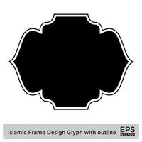 Islamic Frame Design Glyph with outline Black Filled silhouettes Design pictogram symbol visual illustration vector