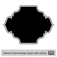 Islamic Frame Design Glyph with outline Black Filled silhouettes Design pictogram symbol visual illustration vector