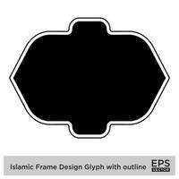 Islamic Frame Design Glyph with outline Black Filled silhouettes Design pictogram symbol visual illustration vector