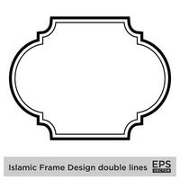 Islamic Frame Design double lines Black Stroke silhouettes Design pictogram symbol visual illustration vector