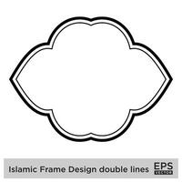 Islamic Frame Design double lines Black Stroke silhouettes Design pictogram symbol visual illustration vector