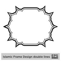 Islamic Frame Design double lines Black Stroke silhouettes Design pictogram symbol visual illustration vector