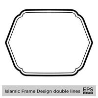 Islamic Frame Design double lines Black Stroke silhouettes Design pictogram symbol visual illustration vector