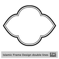 Islamic Frame Design double lines Black Stroke silhouettes Design pictogram symbol visual illustration vector