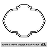 Islamic Frame Design double lines Black Stroke silhouettes Design pictogram symbol visual illustration vector