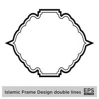 Islamic Frame Design double lines Black Stroke silhouettes Design pictogram symbol visual illustration vector