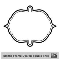 Islamic Frame Design double lines Black Stroke silhouettes Design pictogram symbol visual illustration vector