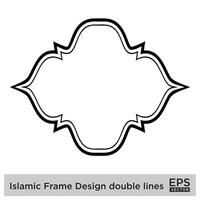 Islamic Frame Design double lines Black Stroke silhouettes Design pictogram symbol visual illustration vector