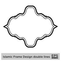 Islamic Frame Design double lines Black Stroke silhouettes Design pictogram symbol visual illustration vector