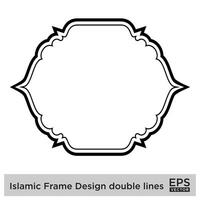 Islamic Frame Design double lines Black Stroke silhouettes Design pictogram symbol visual illustration vector