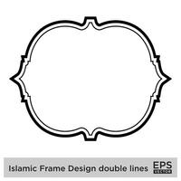 Islamic Frame Design double lines Black Stroke silhouettes Design pictogram symbol visual illustration vector