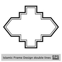 Islamic Frame Design double lines Black Stroke silhouettes Design pictogram symbol visual illustration vector