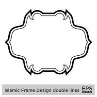 Islamic Frame Design double lines Black Stroke silhouettes Design pictogram symbol visual illustration vector