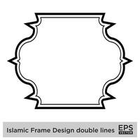 Islamic Frame Design double lines Black Stroke silhouettes Design pictogram symbol visual illustration vector