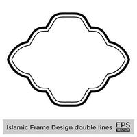 Islamic Frame Design double lines Black Stroke silhouettes Design pictogram symbol visual illustration vector