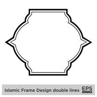 Islamic Frame Design double lines Black Stroke silhouettes Design pictogram symbol visual illustration vector