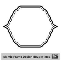 Islamic Frame Design double lines Black Stroke silhouettes Design pictogram symbol visual illustration vector