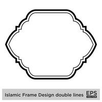 Islamic Frame Design double lines Black Stroke silhouettes Design pictogram symbol visual illustration vector