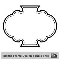 Islamic Frame Design double lines Black Stroke silhouettes Design pictogram symbol visual illustration vector