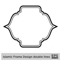 Islamic Frame Design double lines Black Stroke silhouettes Design pictogram symbol visual illustration vector