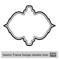 Islamic Frame Design double lines Black Stroke silhouettes Design pictogram symbol visual illustration vector